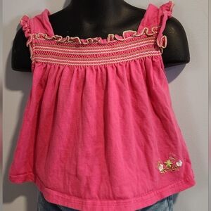 Okie Dokie Pink Ruffled Blouse Embroidered Floral 24 Months Girls